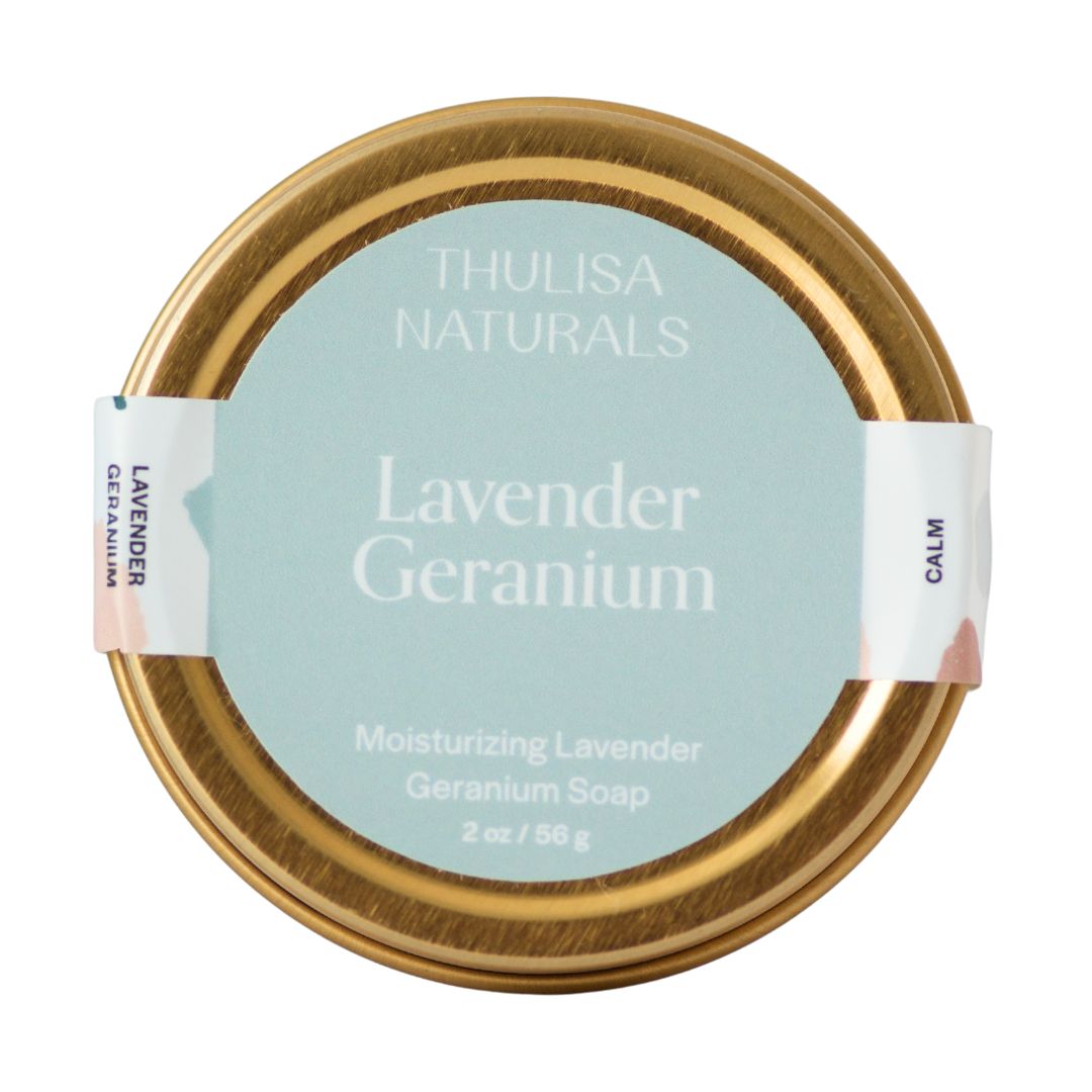 Lavender Geranium Shea Butter Hand and Body Travel Soap - ThulisaNaturals