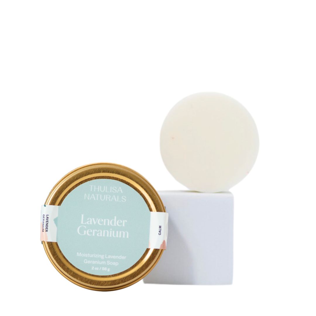 Lavender Geranium Shea Butter Hand and Body Travel Soap - ThulisaNaturals